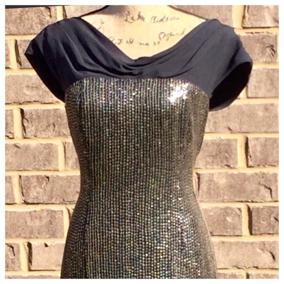 TORY BURCH Black Gold Sequin Party Dress NWT - Picture 8 of 8
